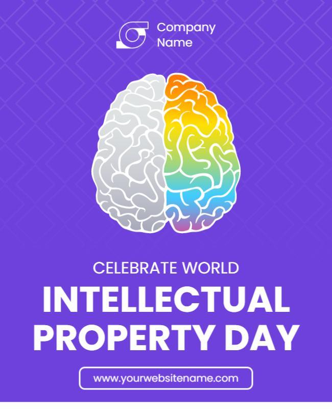 Vibrant Colorful Brain Design for Intellectual Property Day Poster Template