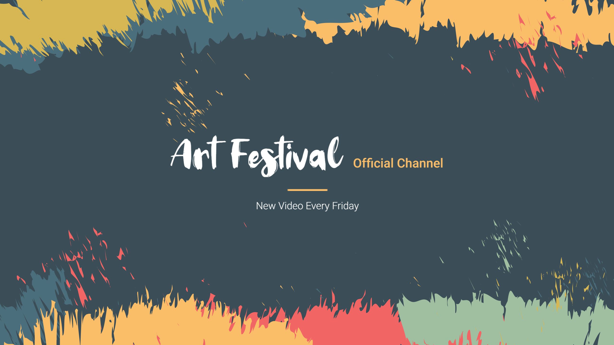 Vibrant Colorful Brush Strokes Art Festival YouTube Banner Template
