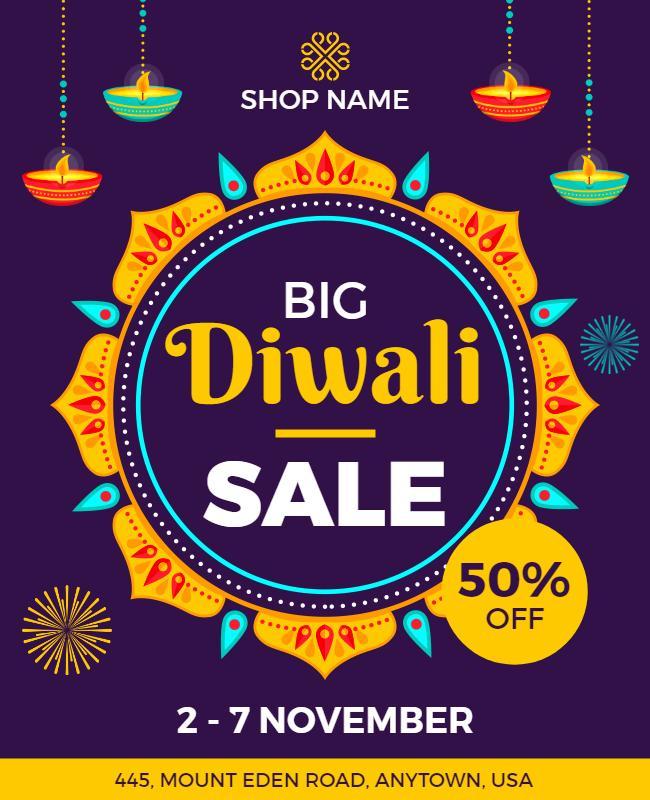 Vibrant Colorful Diwali Sale Festive Discount Poster Template