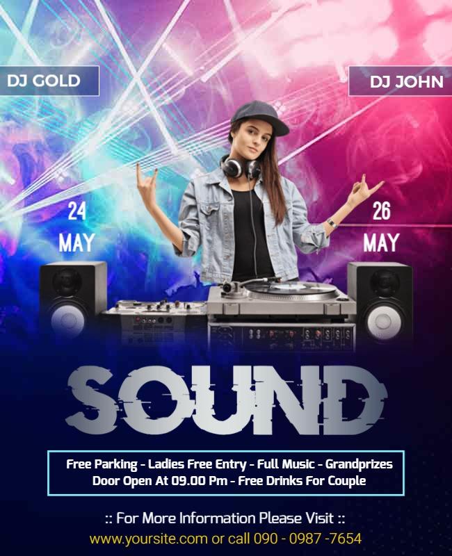 Vibrant Colorful DJ Music Festival Party Poster Template