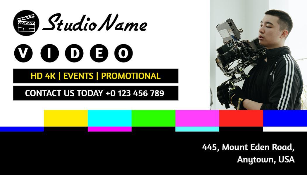 Vibrant Colorful FilmMaker Video Production Business Card Template