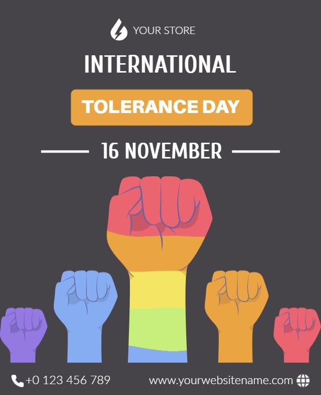 Vibrant Colorful Fist Symbol for Tolerance Day Poster Template