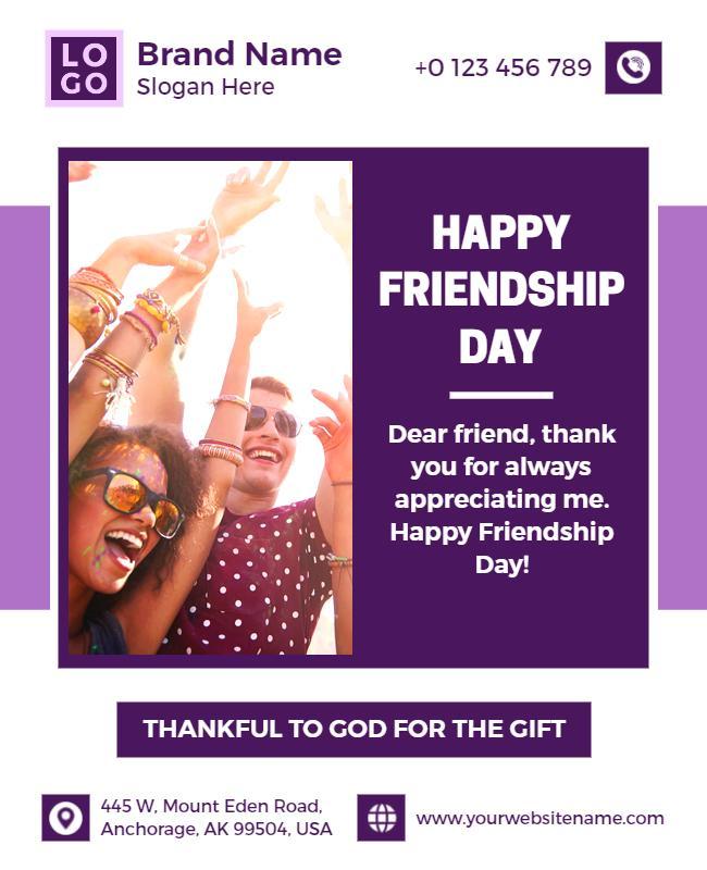 Vibrant Colorful Friendship Day Celebration Poster Template