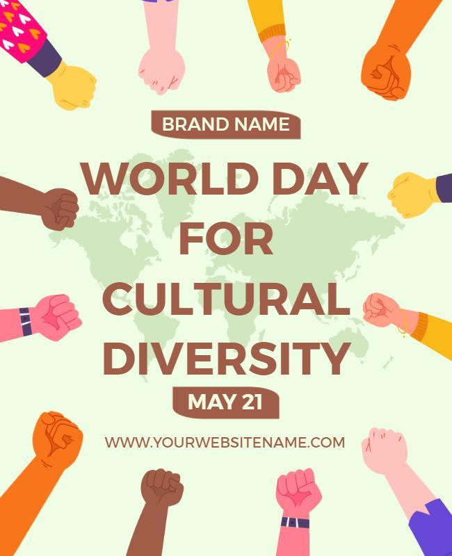 Vibrant Colorful Hands Raise for Cultural Diversity Poster Template