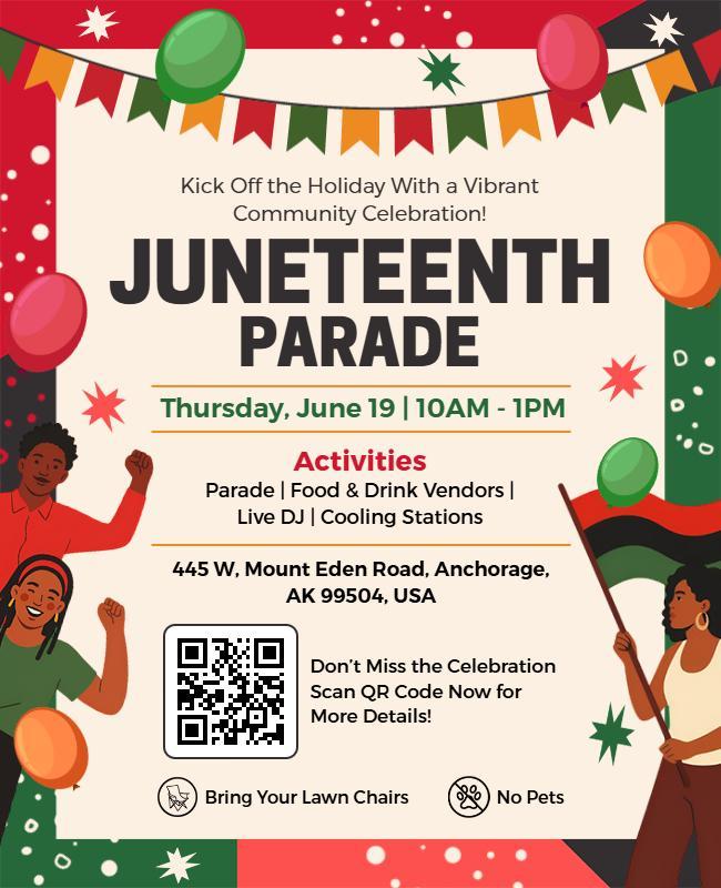 Vibrant Colorful Juneteenth Parade Community Celebration Poster Template