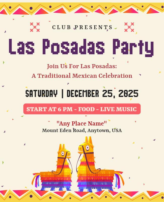 Vibrant Colorful Las Posadas Traditional Celebration Poster Template