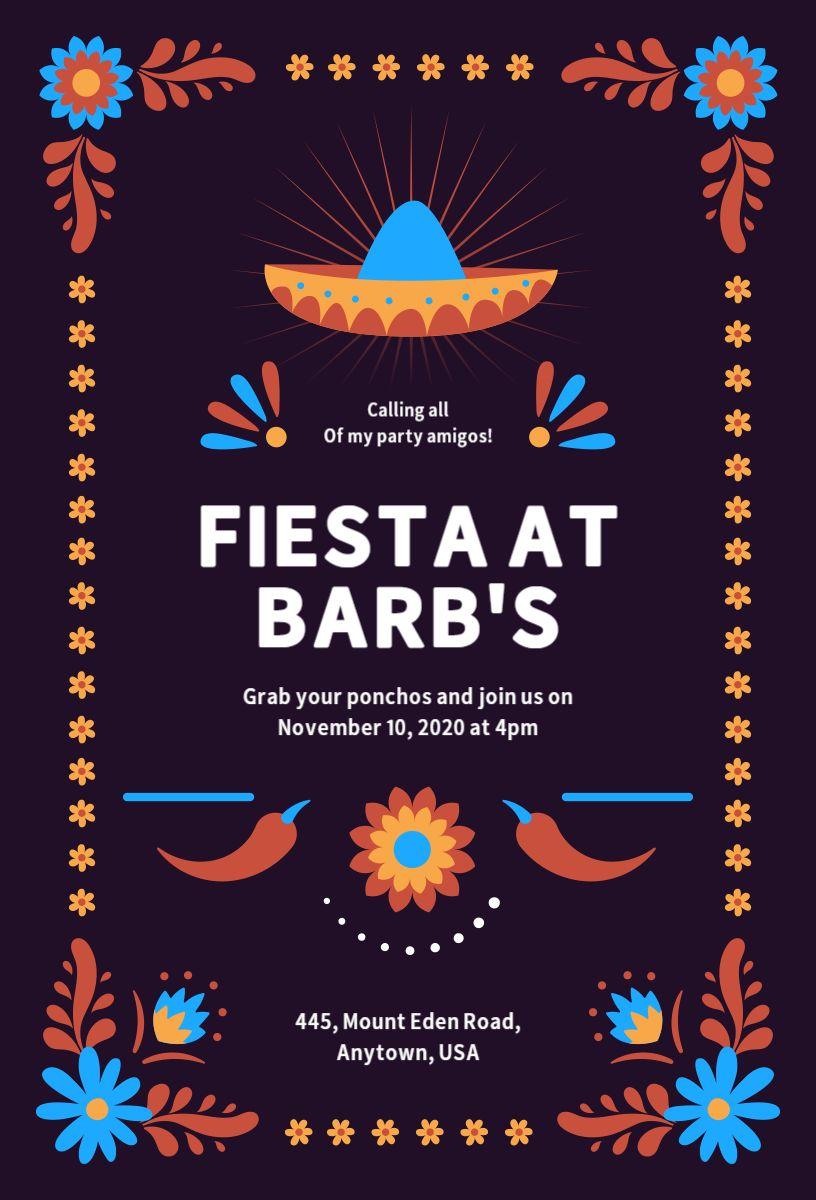 Vibrant Colorful Latin Fiesta Celebration Invitation Template