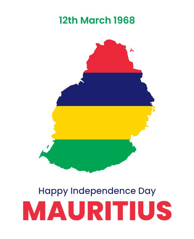 Vibrant Colorful Map of Mauritius Independence Day Poster Template