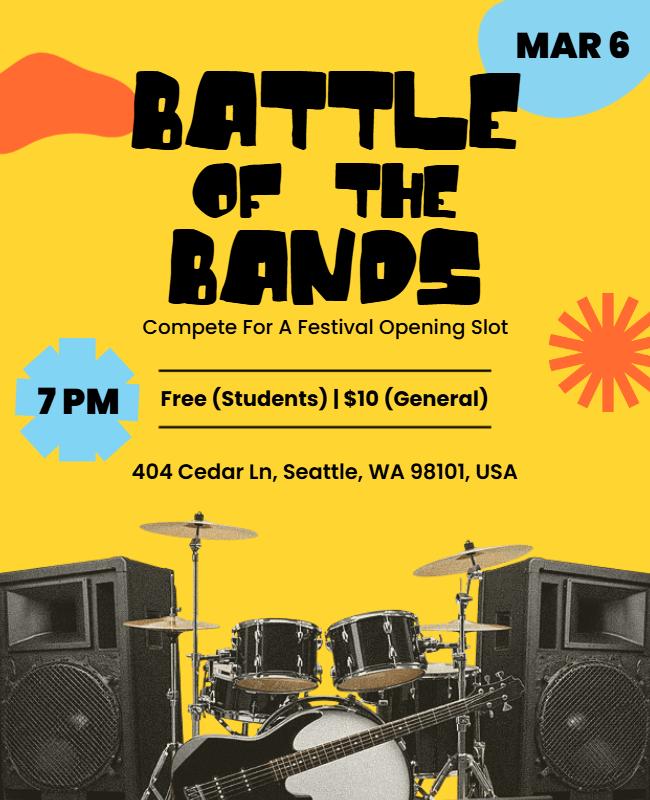Vibrant Colorful Music Competition Battle Flyer Template
