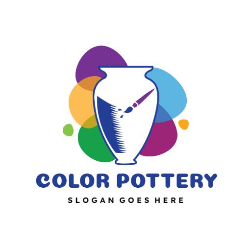 Vibrant Colorful Pottery Vase Design Showcasing Creativity Logo Template