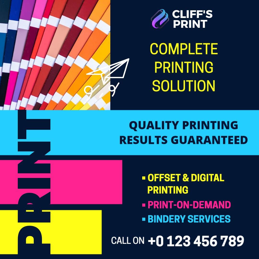 Vibrant Colorful Printing Services Promotion Ad Template