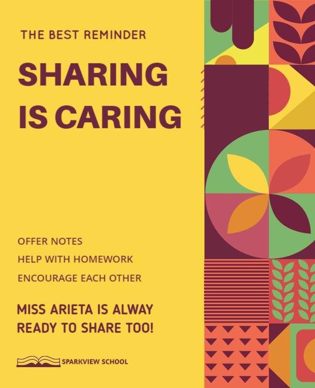 Vibrant Colorful Sharing is Caring Reminder Poster Template