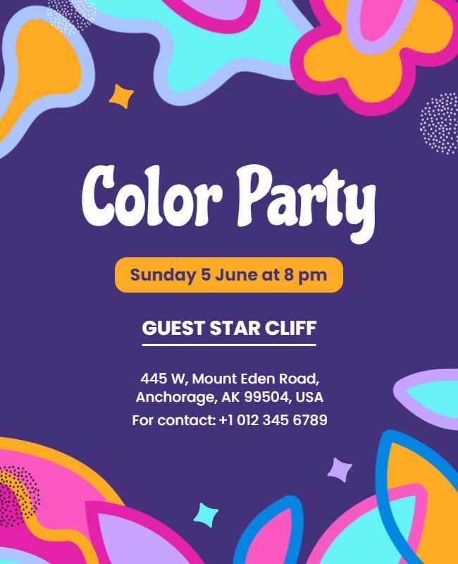 Vibrant Colorful Theme Party Flyer Template