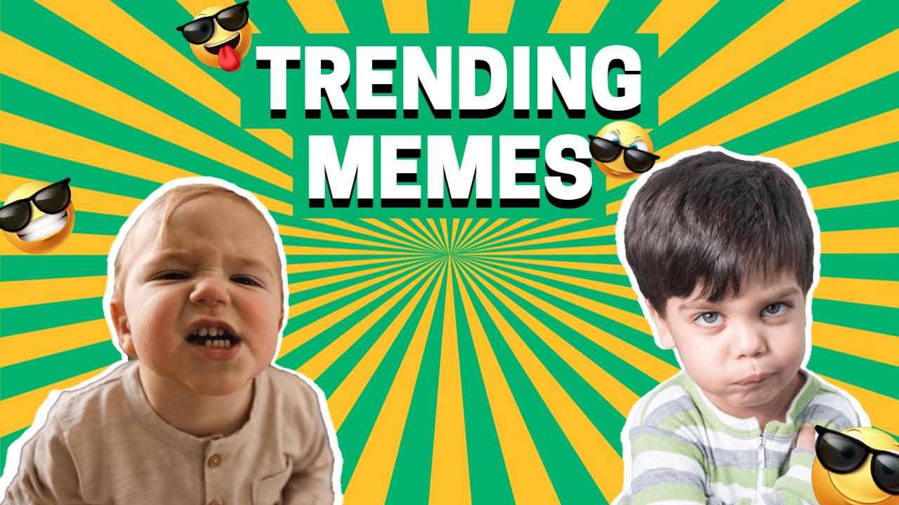 Vibrant Colorful Trending Memes YouTube Thumbnail Template