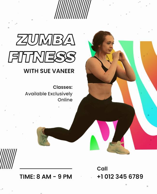 Vibrant Colorful Zumba Fitness Online Classes Poster Template