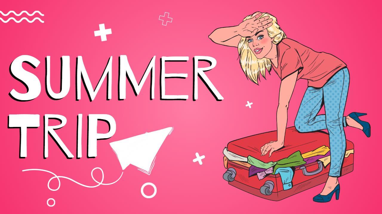 Vibrant Comic Summer Trip Illustration YouTube Thumbnail Template
