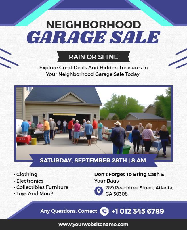 Vibrant Community Garage Sale with Colorful Details Poster Template