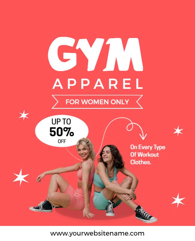 Vibrant Coral Fitness Clothing Sale for Women Poster Template