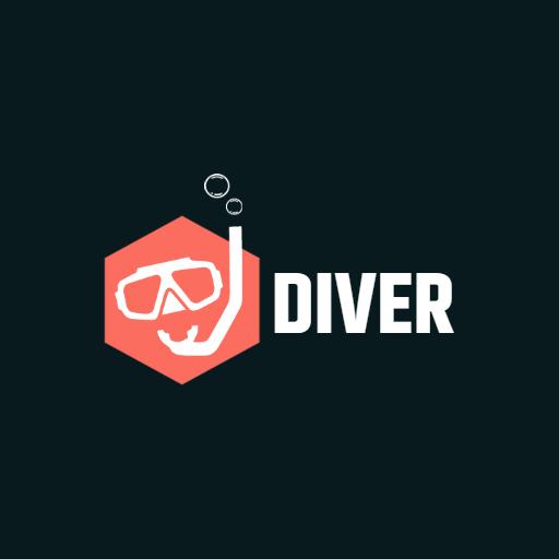 Vibrant Coral Hexagon Design Representing Scuba Diver Logo Template