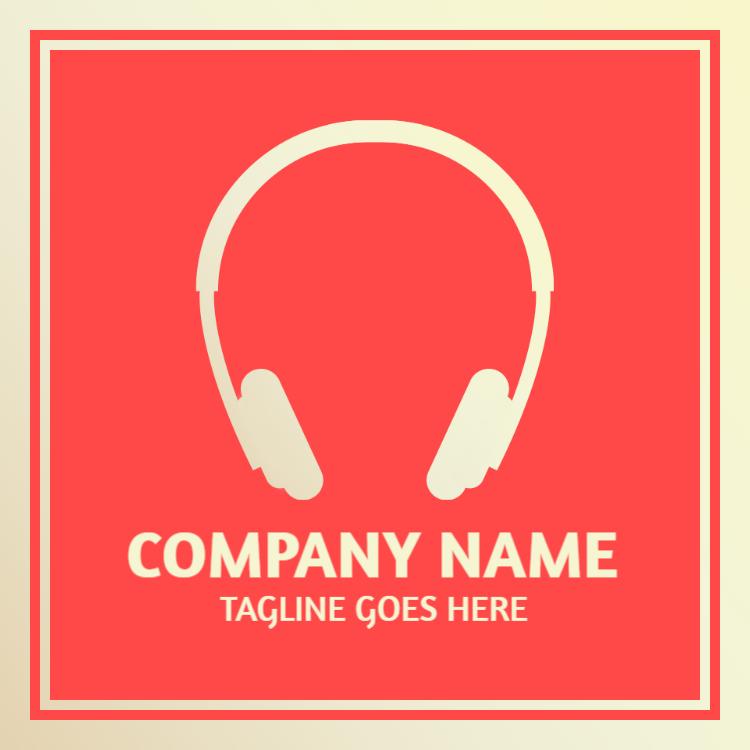 Vibrant Coral Music Industry Headphones Business Card Template