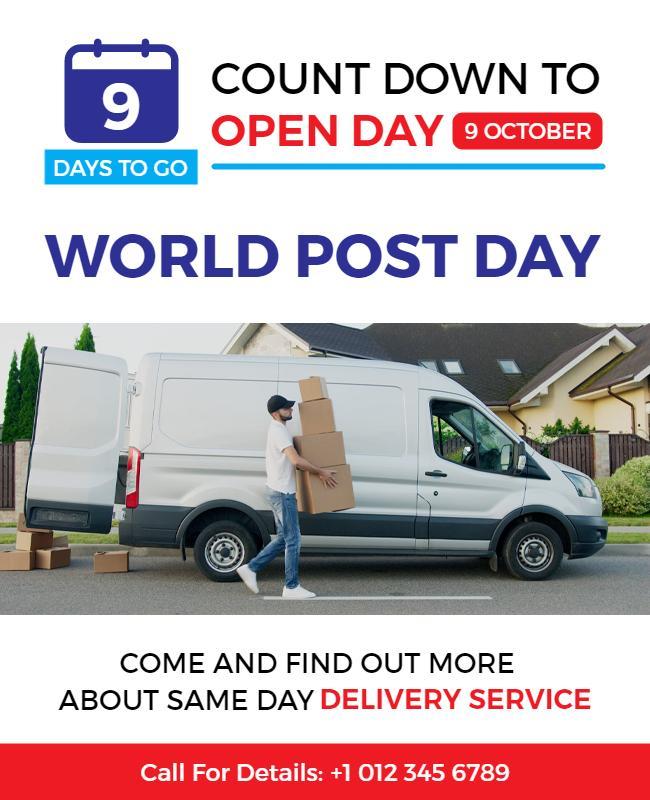 Vibrant Countdown Open Day for World Post Day Poster Template