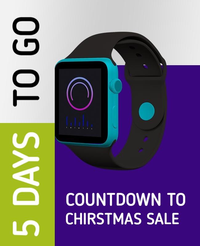Vibrant Countdown to Christmas Sale Smartwatch Poster Template