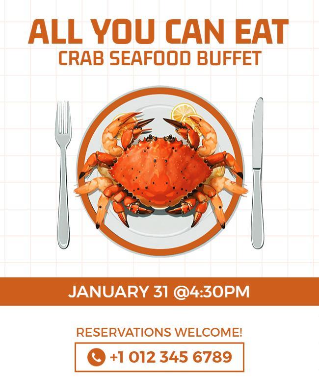 Vibrant Crab Seafood Feast Event Announcement Flyer Template