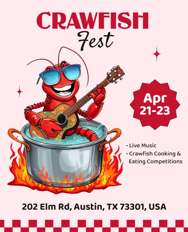 Vibrant Crawfish Festival with Musical Theme Poster Template