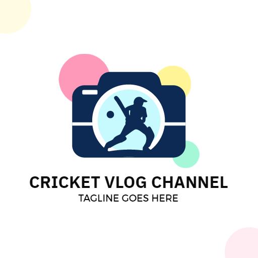 Vibrant Cricket Action Captured for an Engaging Vlogger Logo Template