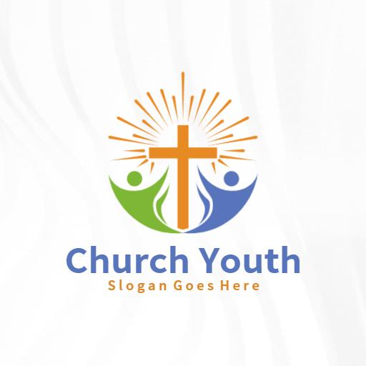 Vibrant Cross and Youthful Connection in Faith Logo Template