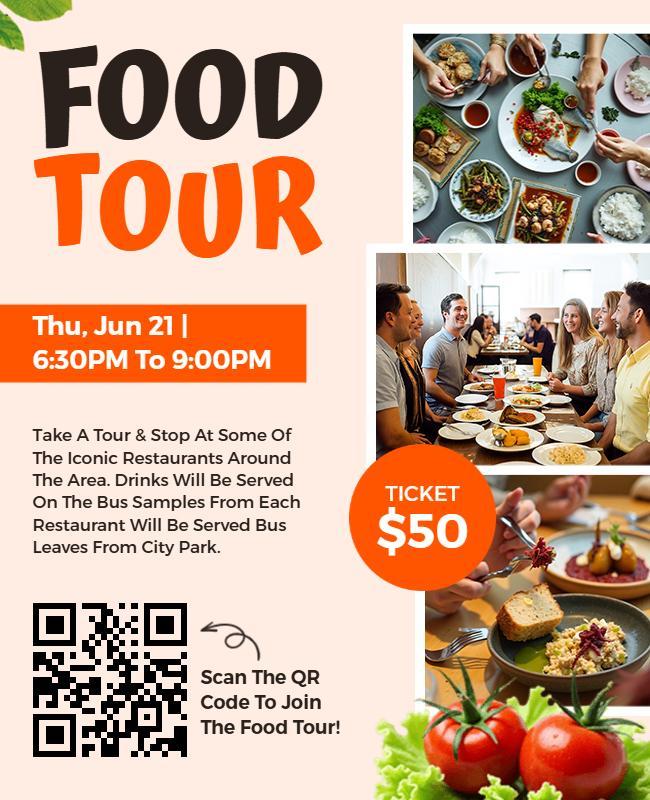 Vibrant Culinary Adventure Food Tour Event Flyer Template