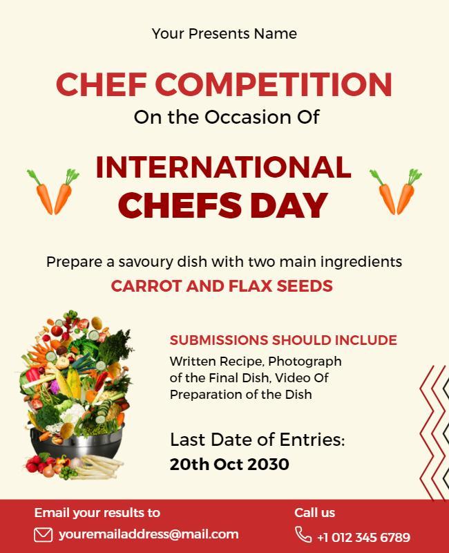 Vibrant Culinary Chef Competition for International Chefs Day Poster Template