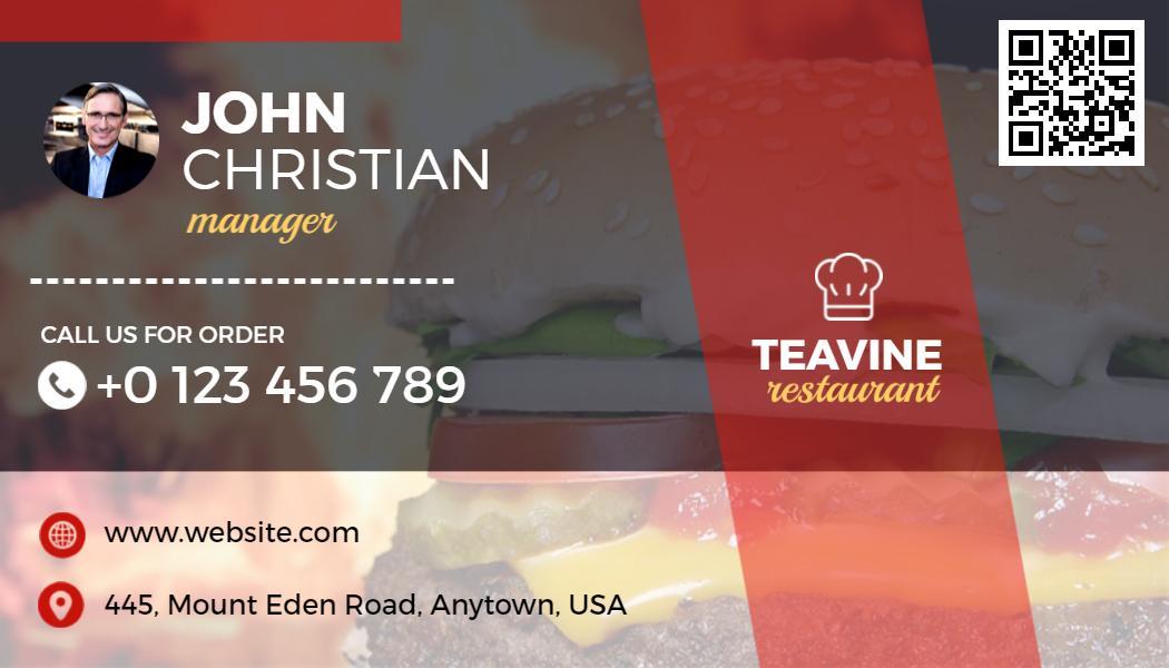 Vibrant Culinary Experience at Teavine Restaurant Business Card Template