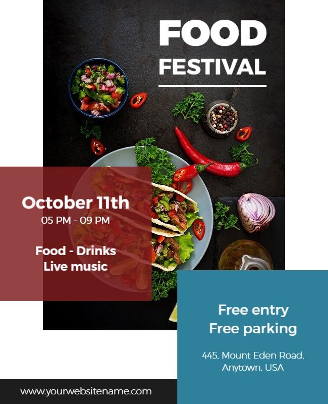 Vibrant Culinary Experience Food Festival Poster Template