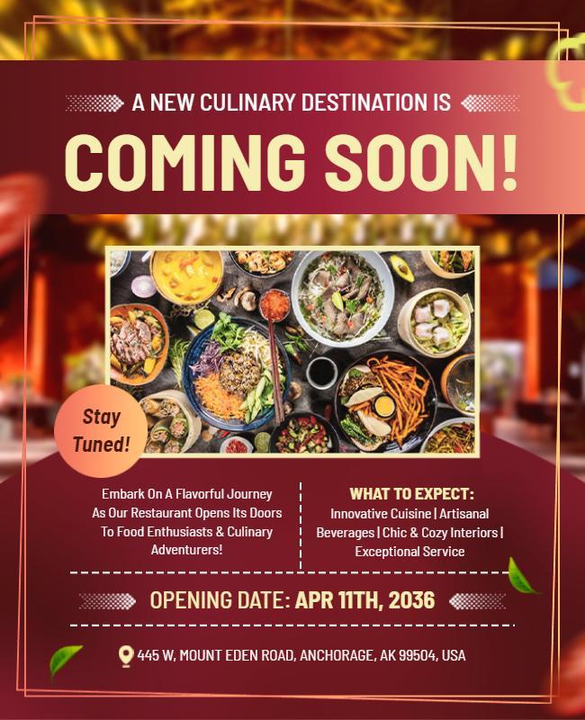 Vibrant Culinary Opening Announcement for Food Lovers Poster Template