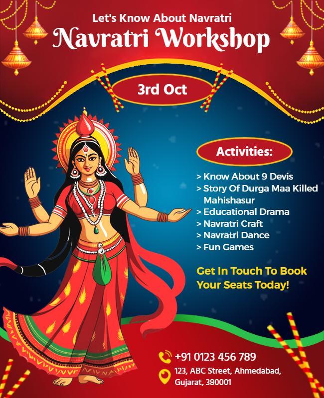 Vibrant Cultural Navratri Workshop Celebration Poster Template