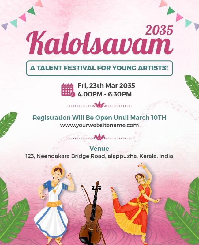 Vibrant Cultural Talent Festival for Young Artists Poster Template