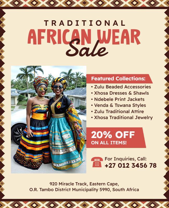 Vibrant Cultural Traditional African Wear Sale Poster Template