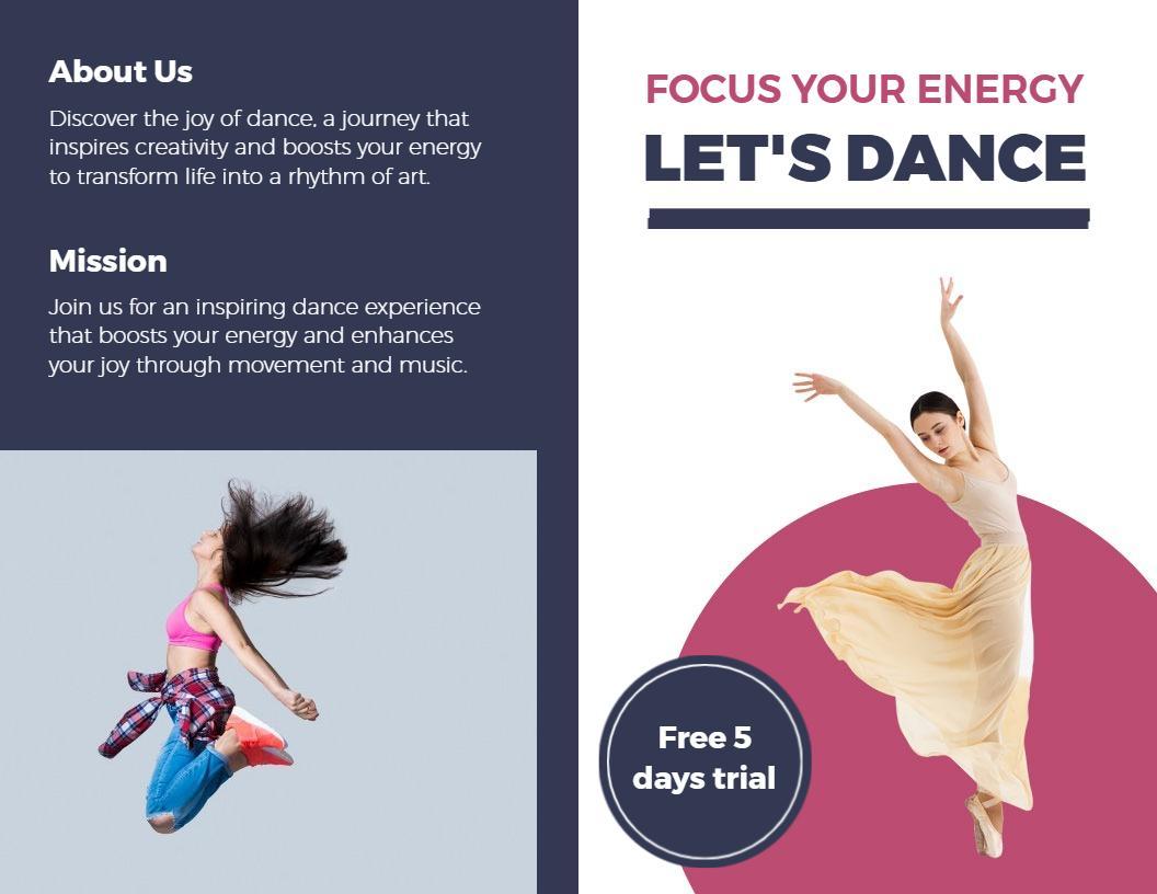 Vibrant Dance Energy and Movement Experience Brochure Template