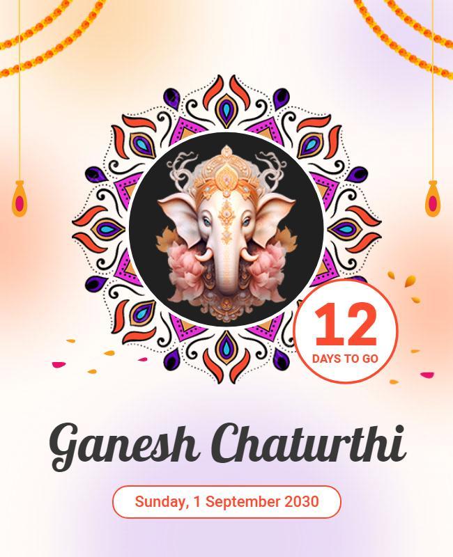 Vibrant Decorative Ganesh Chaturthi Celebration Poster Template
