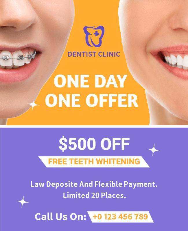 Vibrant Dental Clinic Promotional Teeth Whitening Poster Template