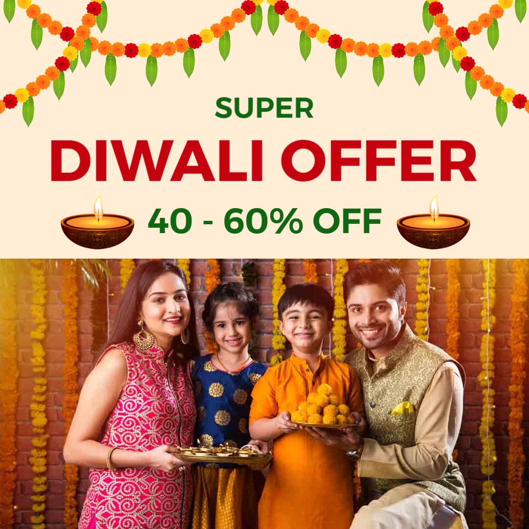 Vibrant Diwali Family Celebration Super Offer Ad Template