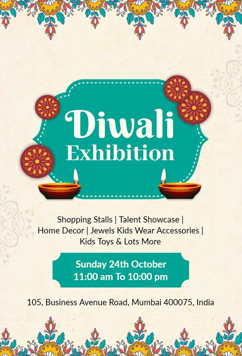 Vibrant Diwali Festival Exhibition Celebration Invitation Template
