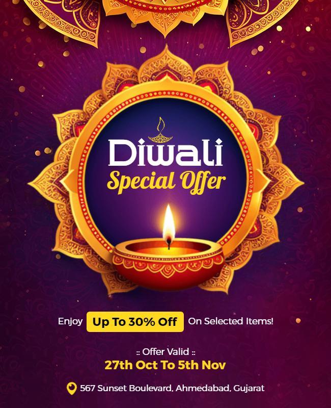 Vibrant Diwali Festival Special Offer Poster Template