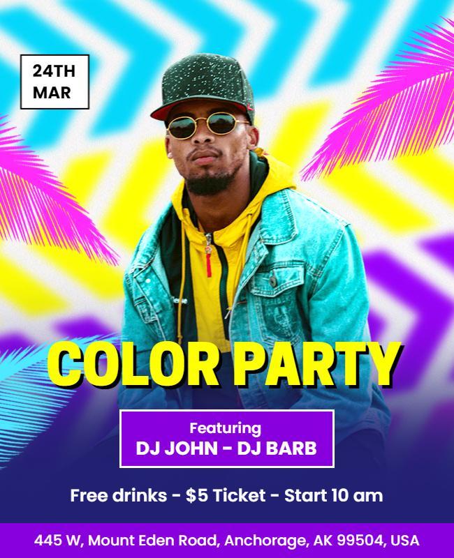 Vibrant Dj Event Color Party Flyer Template