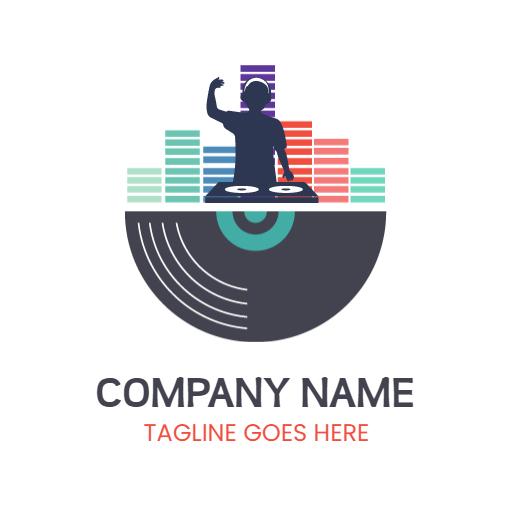 Vibrant DJ Mixing Colors with a Stylish Vinyl Record Logo Template
