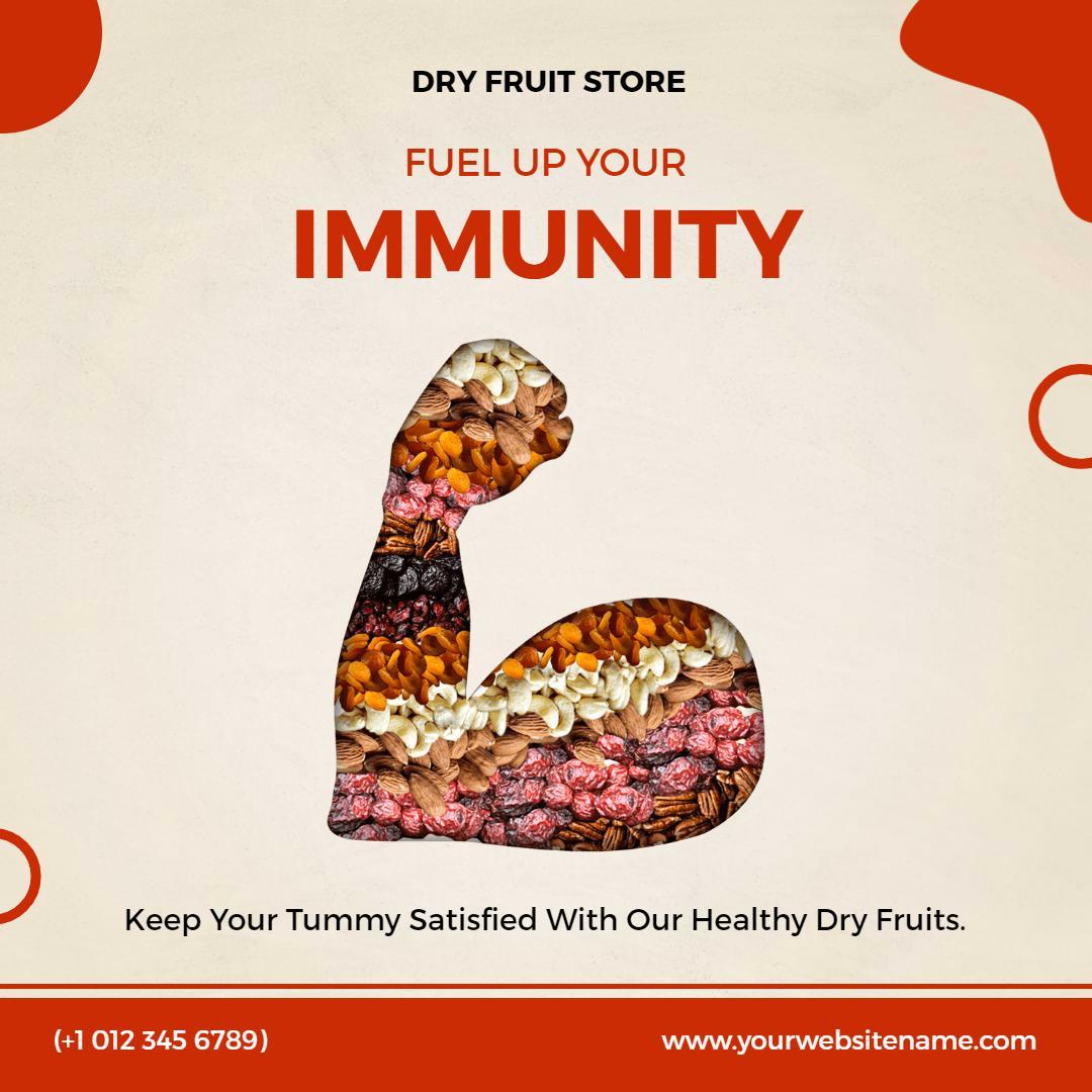 Vibrant Dry Fruit Store Promotion for Immunity Boost Ad Template