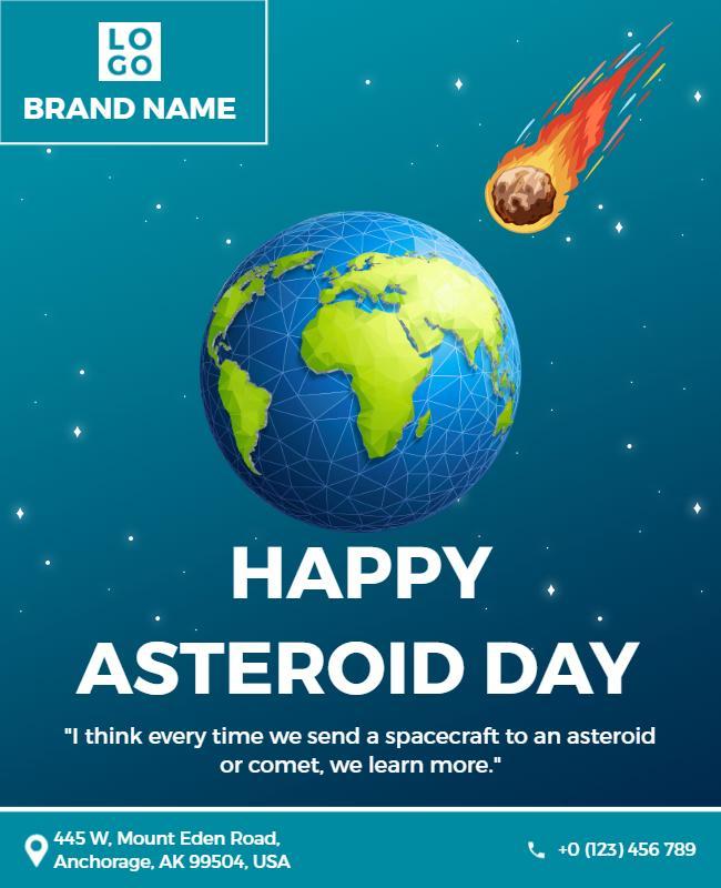 Vibrant Earth and Comet Themed Asteroid Day Poster Template