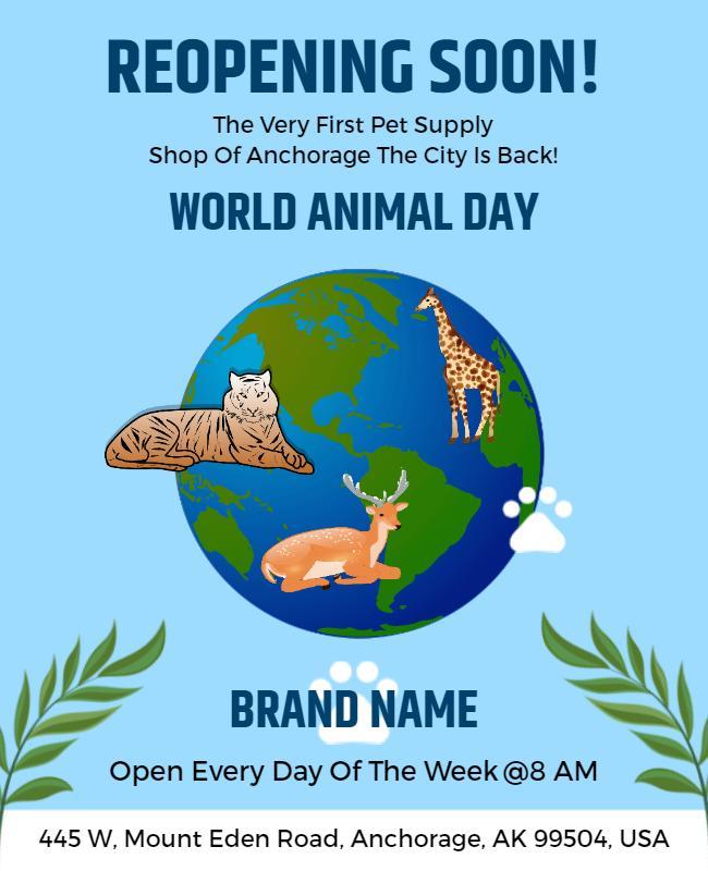 Vibrant Earth-Themed World Animal Day Pet Shop Poster Template