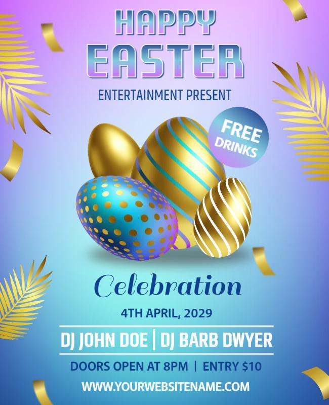 Vibrant Easter Celebration with Colorful Eggs Flyer Template